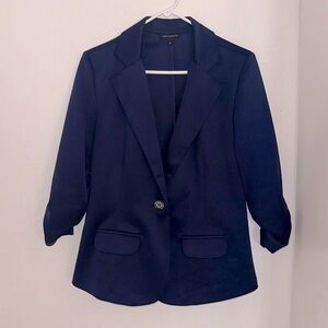 Navy blue blazer by ingredients size medium roofing on the arms,